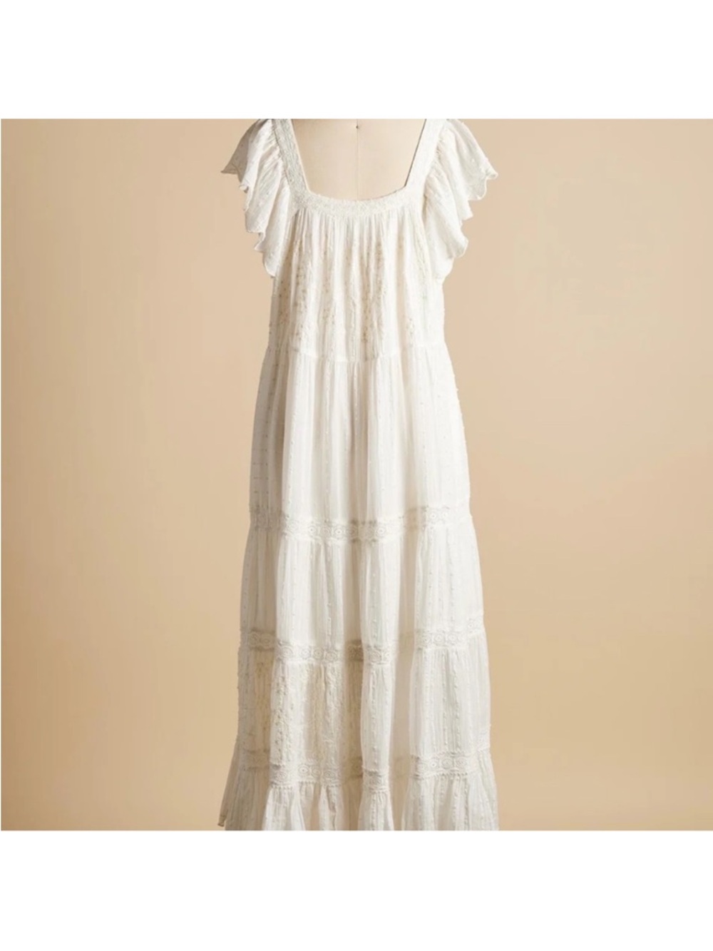 Sundance NWT Square Neck Tiered White Dress